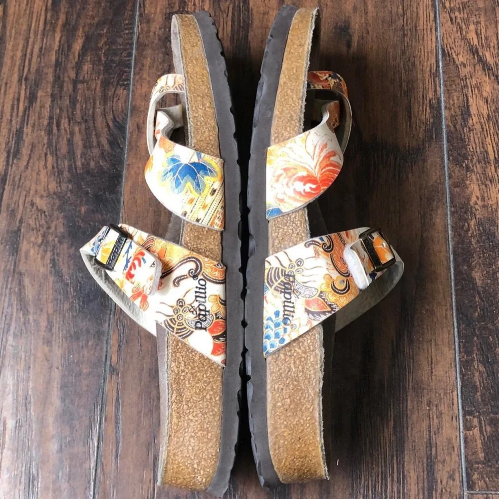 Papillio Birkenstock Mayori Tabora Floral Tropical Garden Slides Sandal Toe Loop - Picture 3 of 5